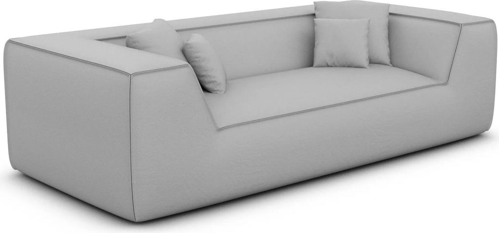 Echtleder 3-Sitzer Couch Liberia Hellgrau