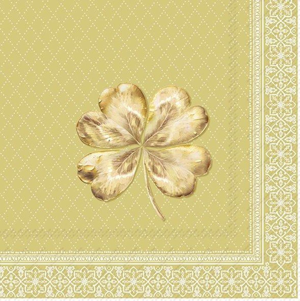 Servietten 33x33 cm - GOLDEN CLOVERLEAF cream gold