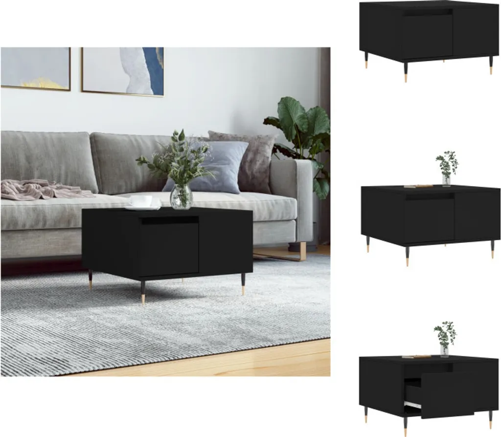vidaXL Tavolino nero 55x55x36,5 cm in legno - Tavolini da caffè