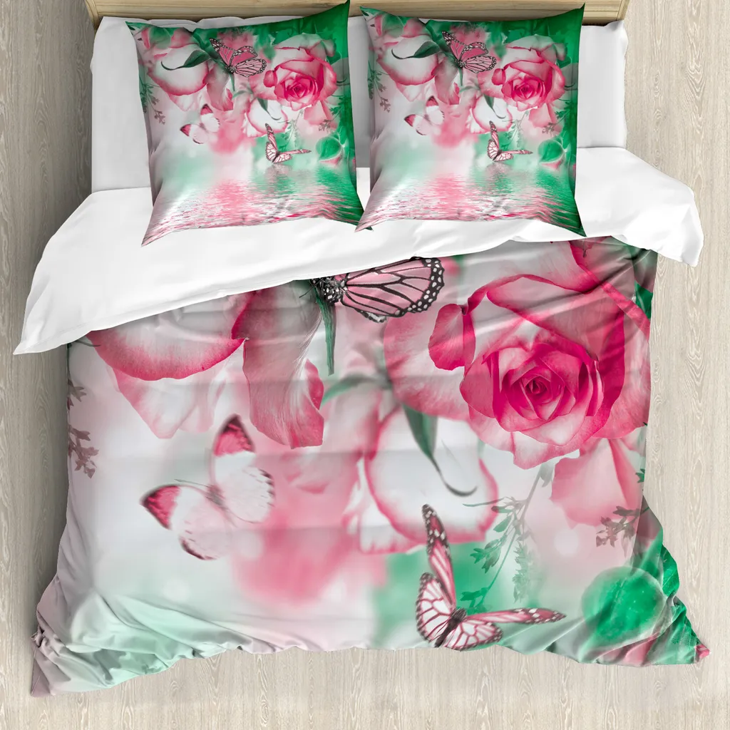 Copripiumino ABAKUHAUS Primavera Petali e Farfalle 155x220cm Antiacaro