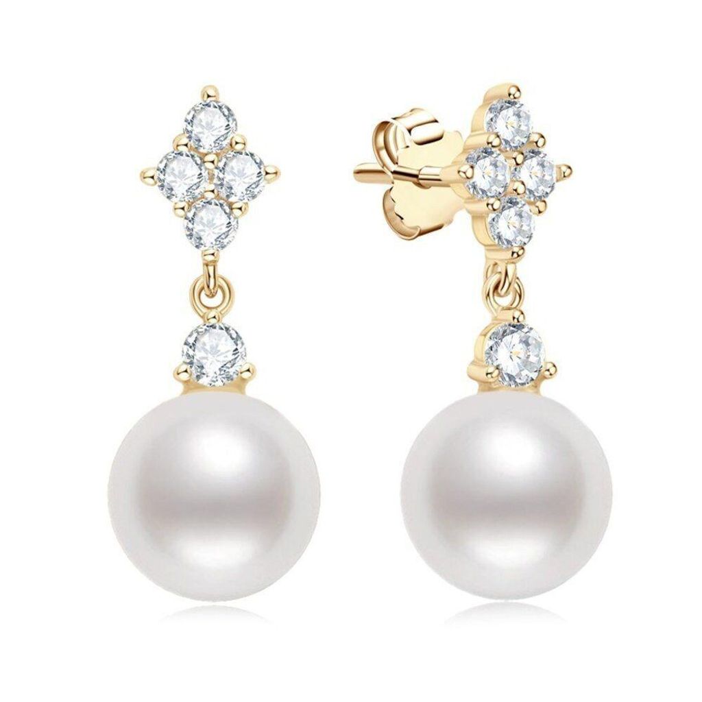 Perlenohrringe Funkelnde Perlen Ohrhänger Perlen Ohrringe Brautschmuck 925 Silber