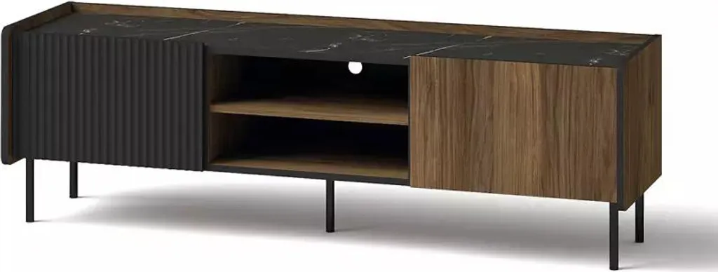 Meuble TV ASHEBORO noyer et noir San Sebastian chic pour votre salon