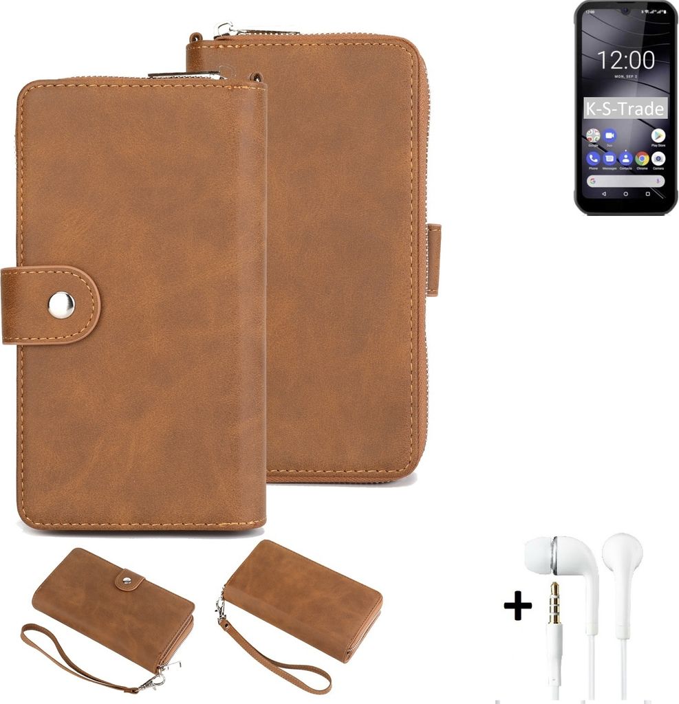 K-S-Trade 2in1 Handyhülle kompatibel mit Gigaset GX290 + Kopfhörer Schutzhülle & Portemonnee Schutzhülle Tasche Handytasche Case Etui Geldbörse