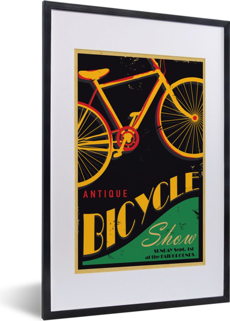 MuchoWow MuchoWow Gerahmtes Poster Vintage Poster Fahrrad 40x60 cm - Poster mit zchwarzem Bilderrahmen - Poster in Rahmen