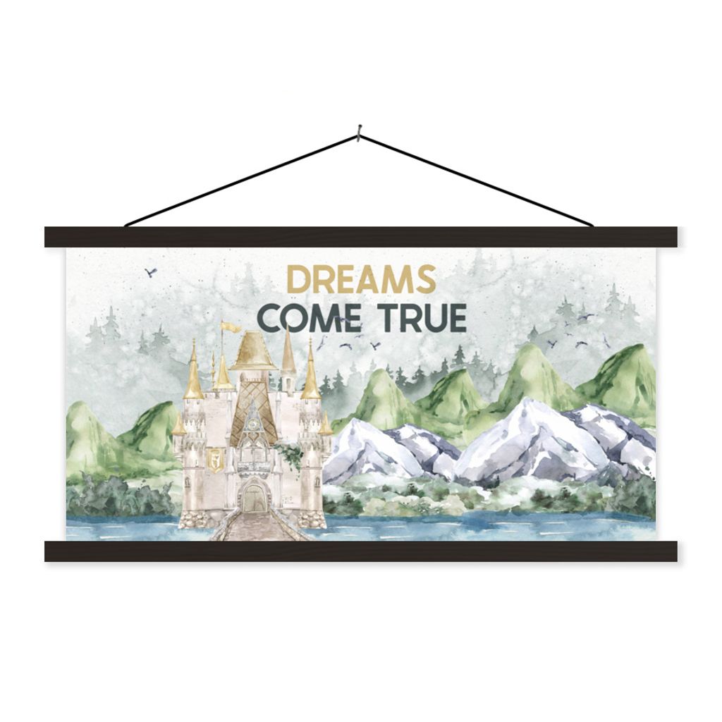 MuchoWow Textilposter Sprichwörter - Träume werden wahr - Zitate - Kinder - Baby - Jungen - Mädchen 60x30 cm mit schwarzem Rahmen - Textilien