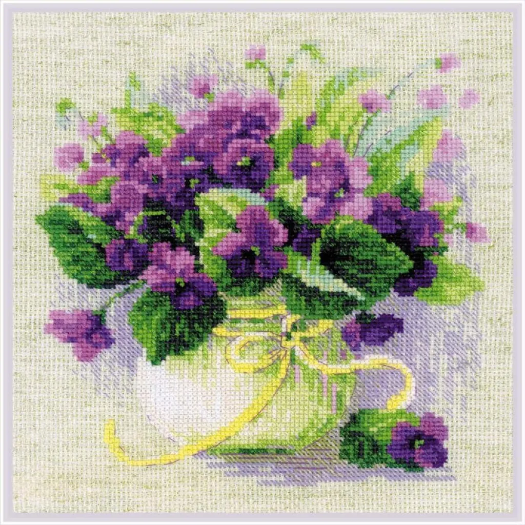 Acquista Kit Riolis 2091 Violette in Vaso - Punto Croce DIY 22x22