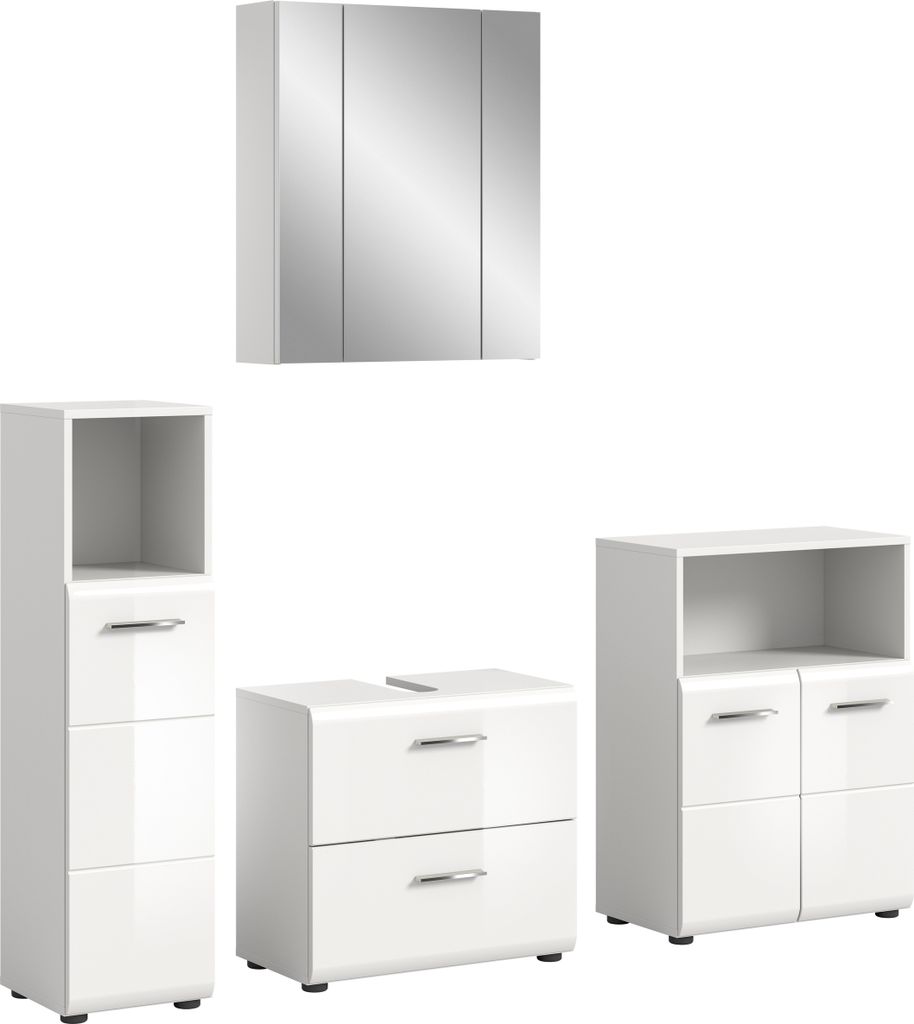 Badezimmer-Set >Ice< in Weiß Hochglanz - 180x190x32cm (BxHxT)