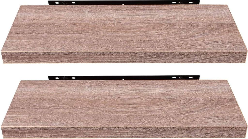 EUGAD 2er-Set Wandregal Hängeregal, Holz Board, Eiche, 120x23x3,8 cm