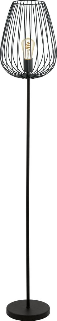 EGLO Stehlampe Newtown, 1 flammige Vintage Standleuchte, Retro Stehleuchte aus Stahl, Farbe: Schwarz, Fassung: E27, inkl. Trittschalter