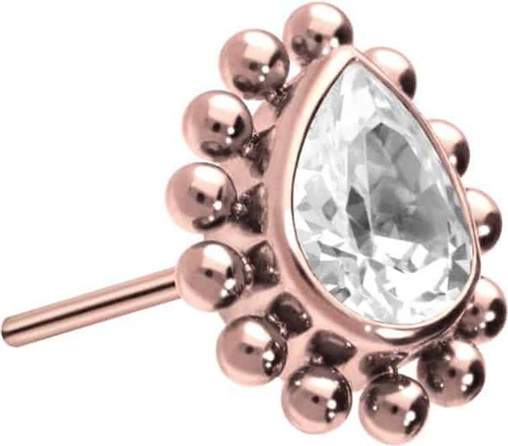 Piercing-Zubehör Titan Aufsatz mit Push Pin KRISTALLTROPFEN + KUGELN