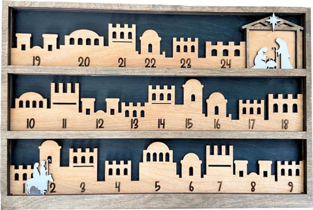 10" Weihnachtskrippe Advents-Countdown-Kalender, zentrierter Tag bis Weihnachten, Holzdekor, Jesus, religiöses Feiertagsschild für christliches G...