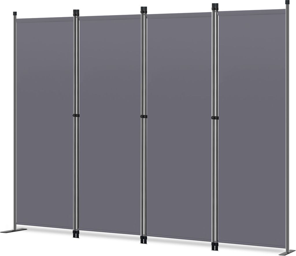 Angel Living Paravent 4 Teilig Klappbar Raumteiler Freistehend Sichtschutzwand Raumteiler Stellwand Trennwand Sichtschutz,224cm x 165cm Grau