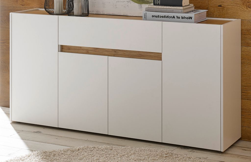 Sideboard "Center" in weiß und Wotan Eiche Kommode 170 x 87 Produktbild 