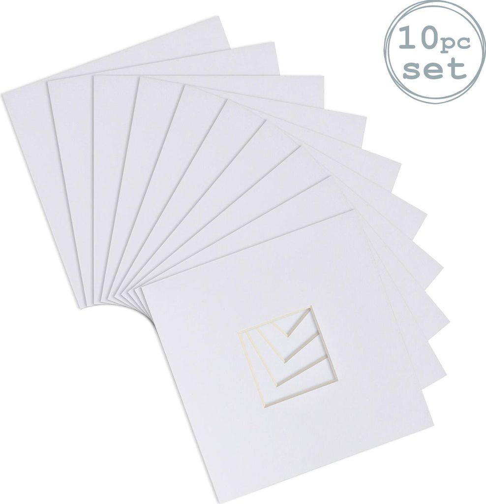 Nicola Spring 10pc Bild Photo Mounts Set - To Fit Frame-Größe 6 x 6" für Bildgröße 2 x 2" - Weiß