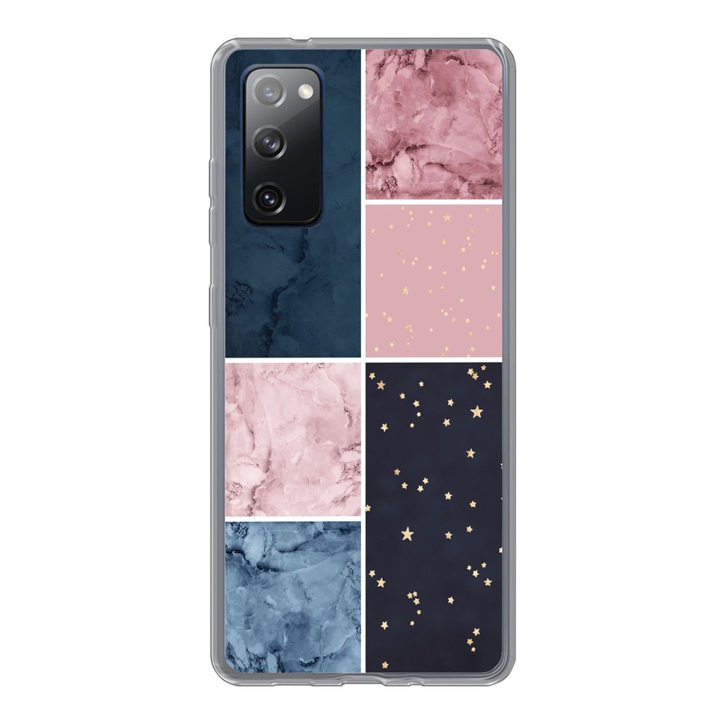 MuchoWow Handyhülle Schutzhülle Hülle für Samsung Galaxy S20 FE Marmor - Rosa - Blau Silikon Softcase Handy Hülle - Abdeckung