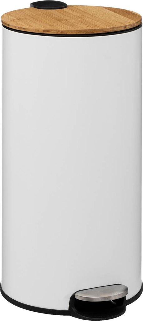 Mülleimer mit bambusdeckel 30l "modern color" weiß - 5 five simply smart