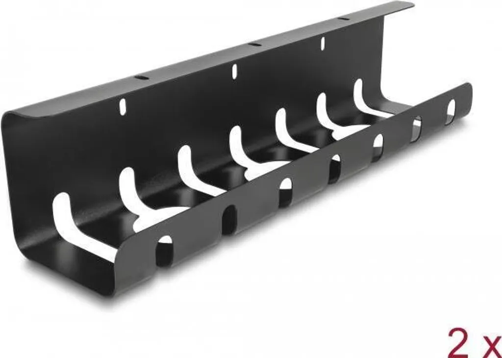 Delock Set de 2 Supports de Câbles Sous Bureau Noir - Réf 18364