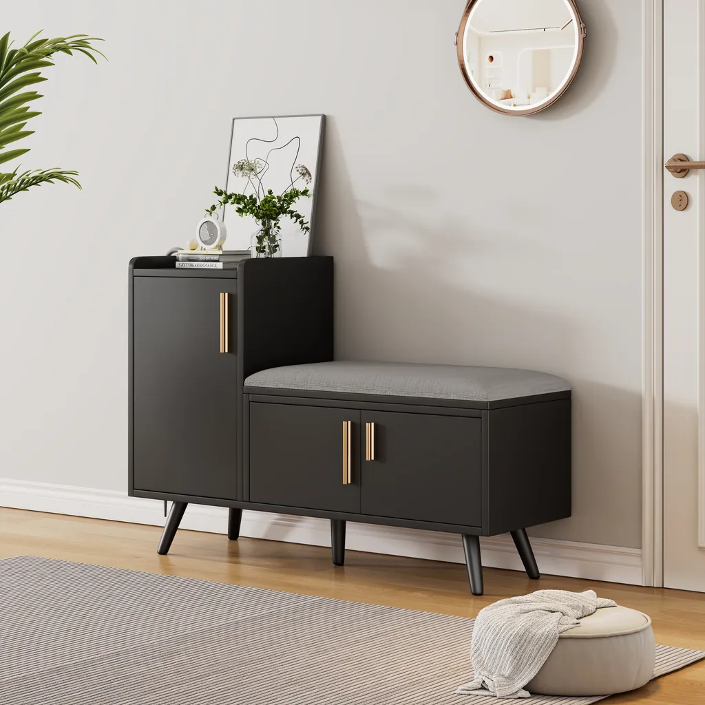 Mobile Scarpe Flieks 100x68cm con Panca - Ottimizzazione Spazio Nero