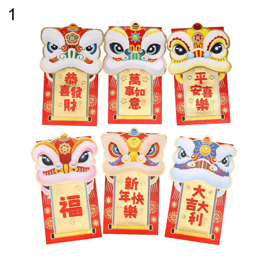 6pcs rote Tasche bequem zu verwenden, um papier cartoon tiger Muster Lucky Money Envelope für Familien aufzutragen-1