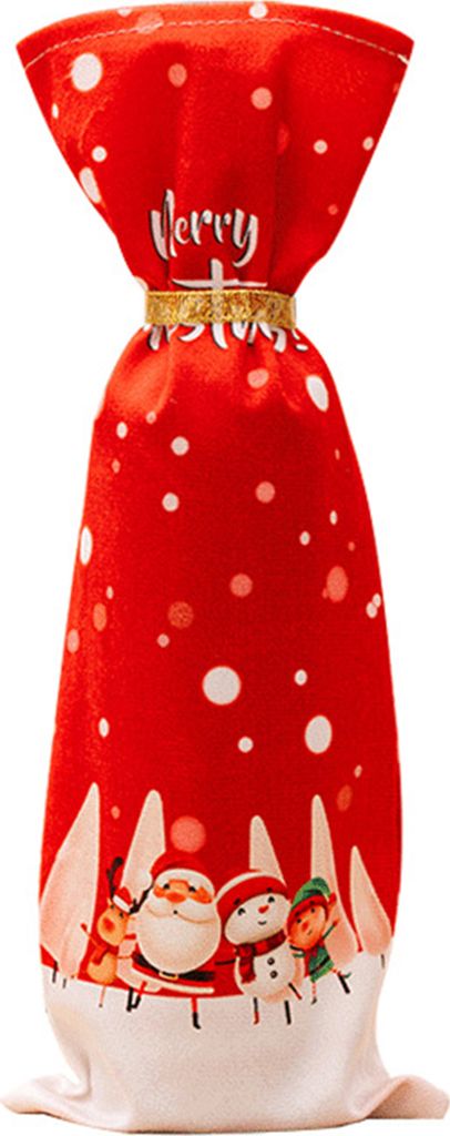 Weinflaschenbeutel Cartoon Muster Tränenresistente Atmosphäre Stoff Xmas Themed Rotweinflasche Staubdichtes Beutel für Zuhause-B