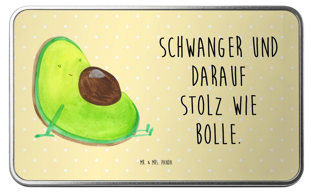 Mr. & Mrs. Panda Kaffeedose Avocado Schwangerschaft - Gelb Pastell - Geschenk, Babyparty, Geschenkverpackung, Geschenkbox, Baby, Blechdose, Geburt,...