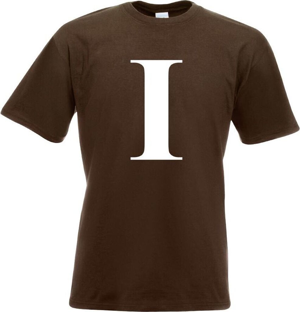 Kiwistar - T-Shirt - Chocolate - Buchstabe I - Alphabet Motiv Bedruckt Funshirt Design Print - mit Motiv Bedruckt - Funshirt Design - Sport - Freiz...