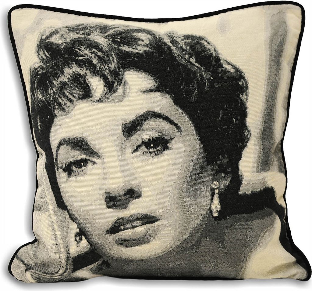 Riva Home Hollywood Zierkissenbezug mit Elizabeth-Taylor-Motiv RV388 (45x45cm) (Schwarz)