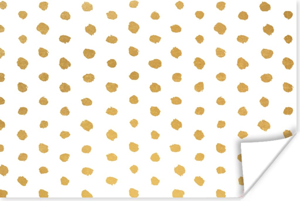 MuchoWow Poster Gold - Weiß - Tupfen - Muster 180x120 cm - Fotoplakat