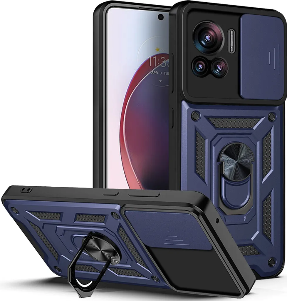 Yohii Militare Antiurto Cover per Xiaomi Redmi Note 15 Pro 5G (Nicht für 4G) con 2 Vetro Temperato è Copriobiettivo Scorrevole e 360°Metallo Anello Supporto, TPU+PC AntiGraffio Custodia, Nero
