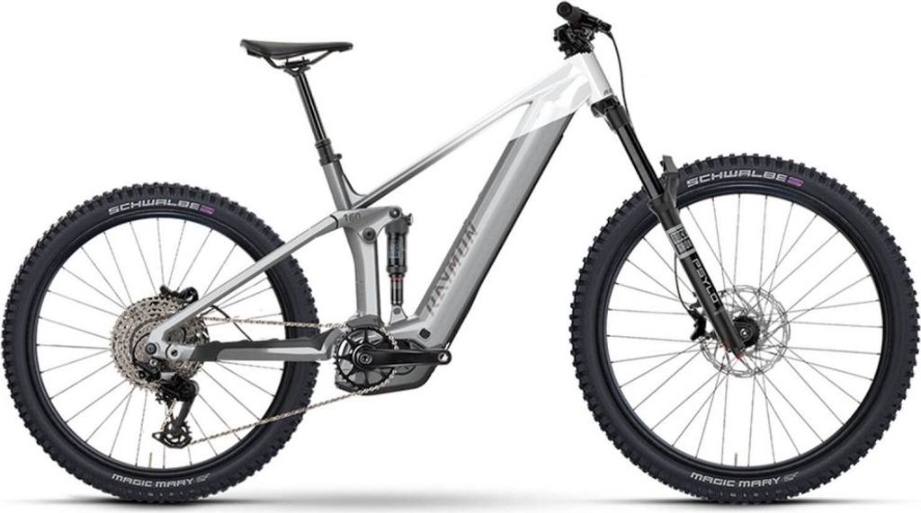 Raymon Vamok Comp 2026 E-Mountainbike Fully Silber/Weiß, Schwarz/Seegreen