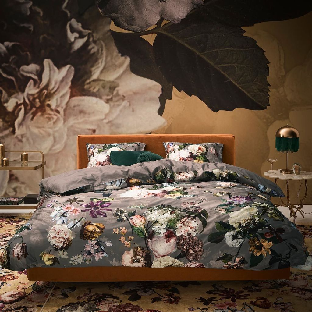 Essenza Home Baumwollbettwäsche Fleur Farbe Taupe Größe 135x200 80x80