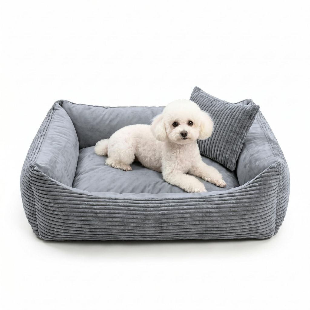 4L Textil MOLLY Hundebett aus Cord mit Rand, komplett Produktbild 