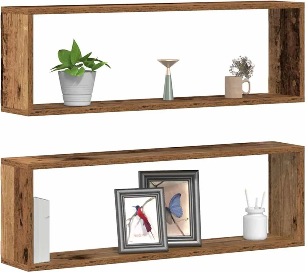 Set 2 Scaffali a Muro Legno Vecchio 80x15x26 cm | Mensole Design Vintage