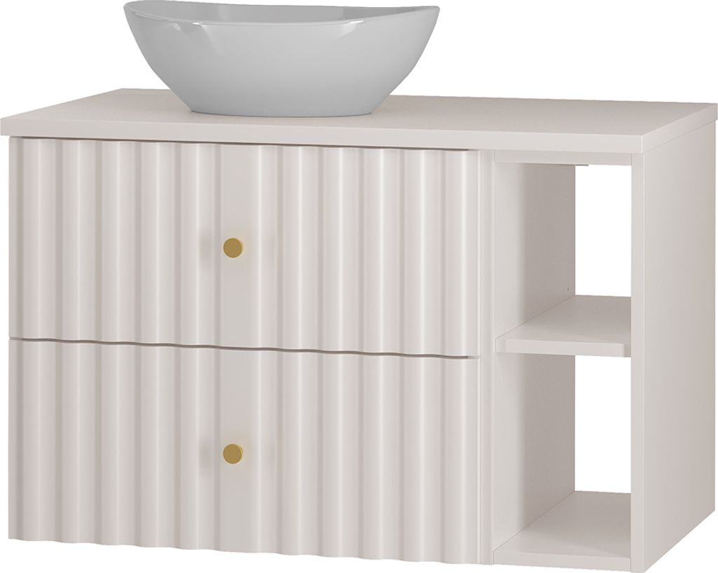 Waschtischunterschrank 80 cm breit inkl. Waschtischplatte in weiß matt AQUINO-140