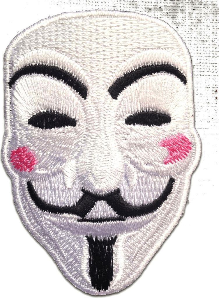 V For Vendetta Anonymous - Aufnäher, Bügelbild, Aufbügler, Applikationen, Patches, Flicken, Zum Aufbügeln, Größe: 5.5 x 7.6 cm