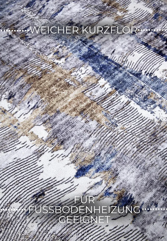 Tapis facile d'entretien Malard ELLE Decoration Bleu Beige résistant