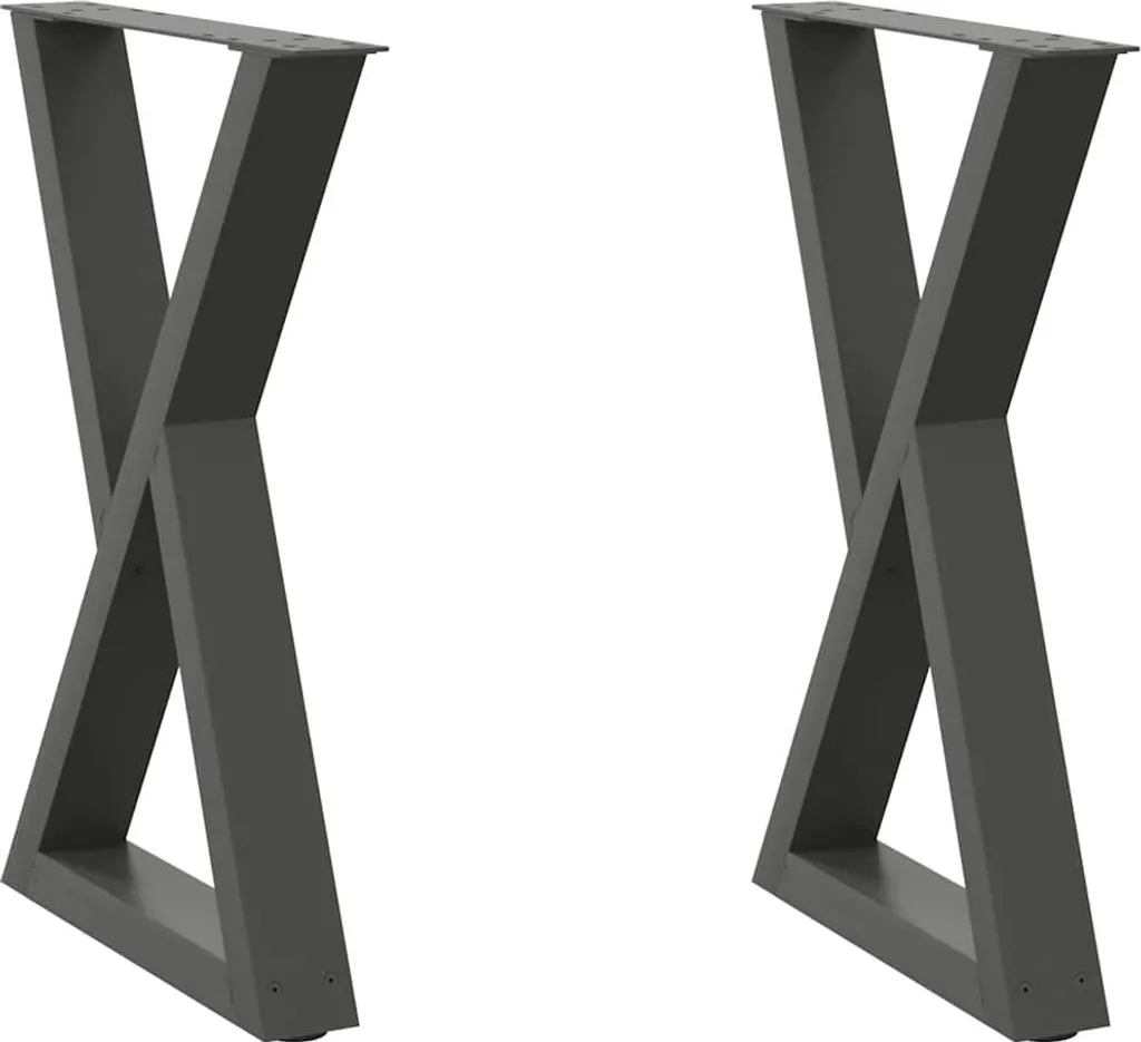 Set 2 Gambe Industriali Acciaio Antracite 50x72cm per Scrivania DIY