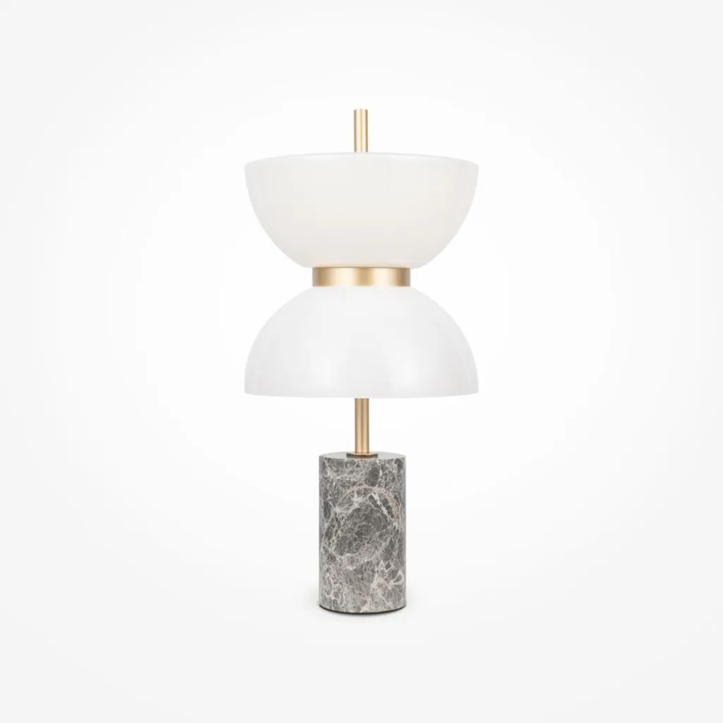 Luminaire de bureau design Kyoto LED en marbre véritable et doré 46cm