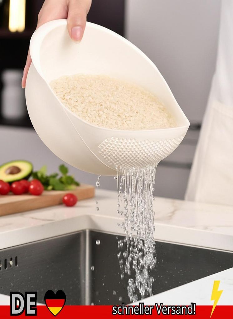 1 3 Stücke-sieb Reis Schüssel Ablauf Korb Obst Waschen mit Griff Hause Küche