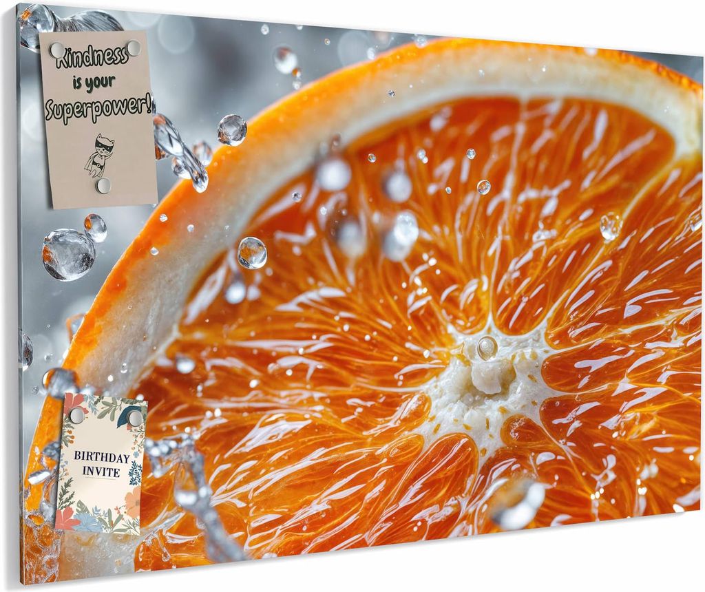 Magnettafel 90x60cm magnetisch & beschreibbar Metall-Board - Orangenscheibe Spritz