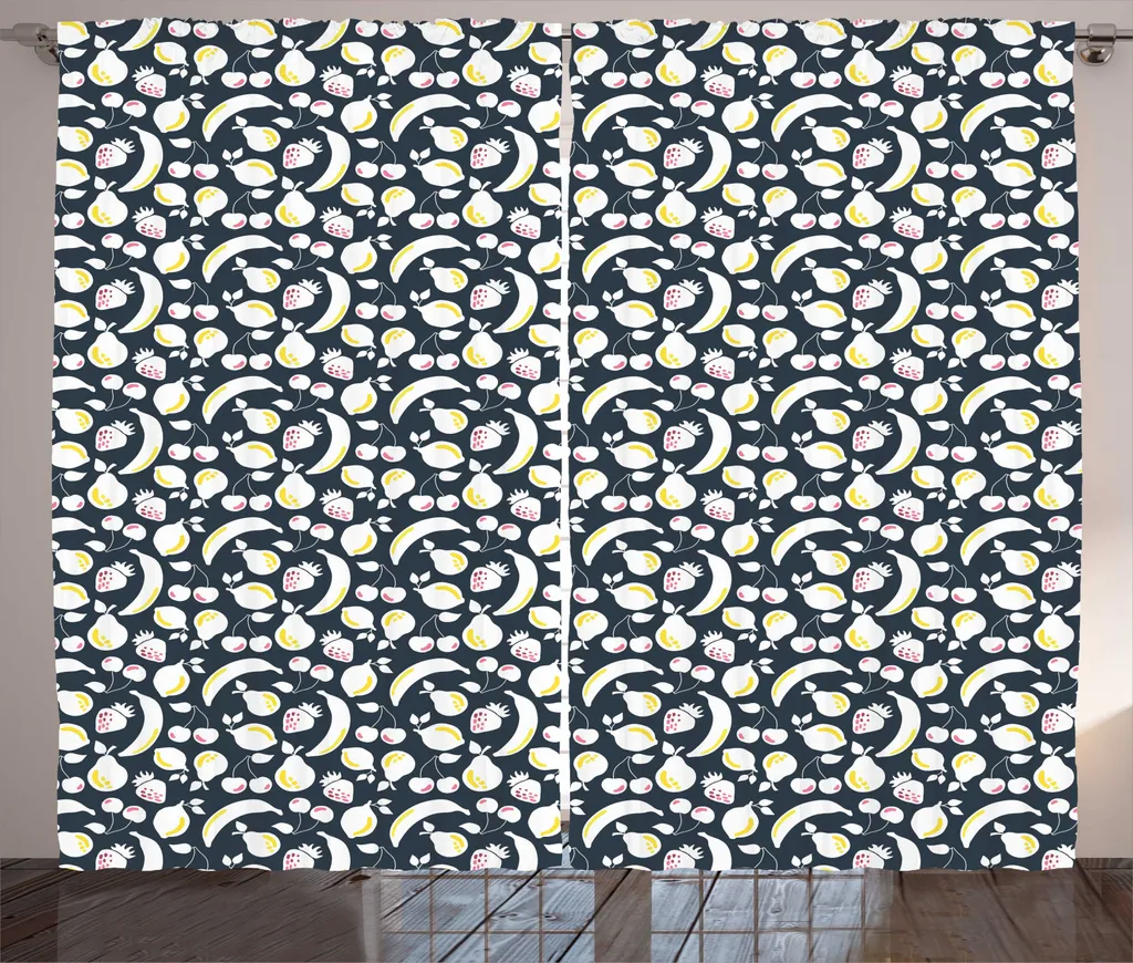 Rideau occultant partiel pour vis-à-vis motifs fruits 280 x 225 cm