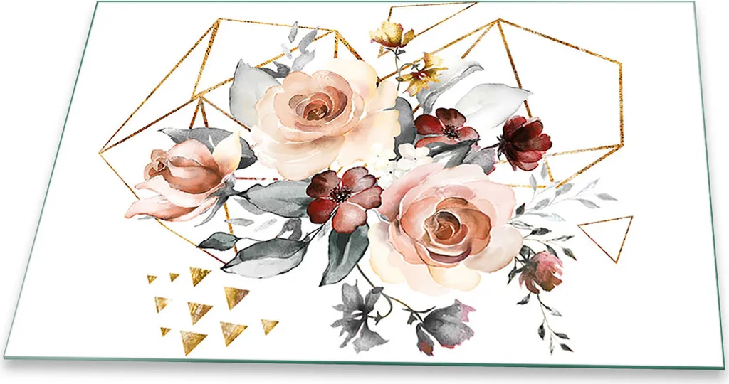 Coperchio Piano Cottura 80x52 Fiori | Alzatina Vetro Temperato Cucina