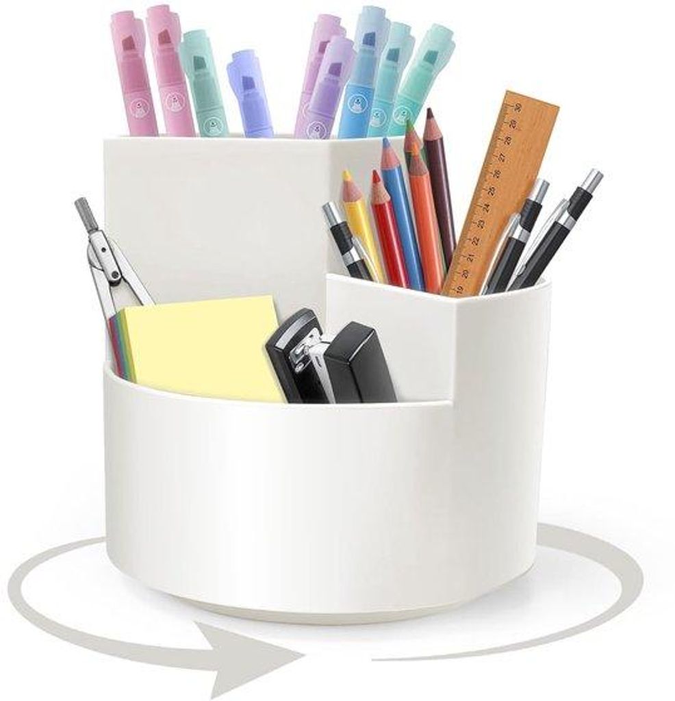 Drehbarer Schreibtisch-Organizer 360 Grad, 3 Fach Halter
