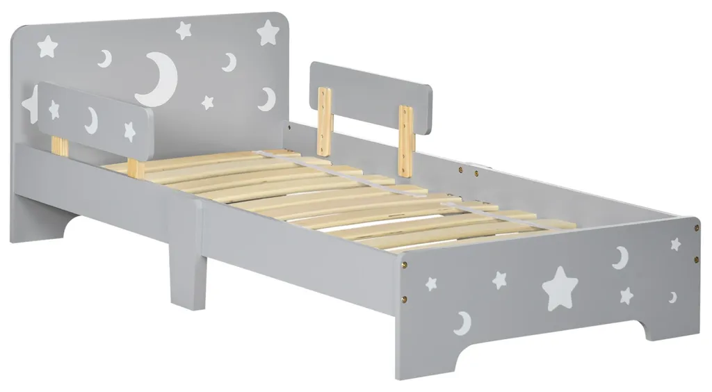 Lit enfant sécurisé gris 143 x 76 cm évite les chutes avec sommier