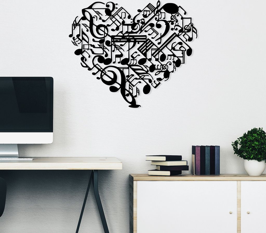 Wallity, Musical- SKL2551, Schwarz, Sonstige Wohndekorationen, 74 x 60 cm, 100% Metall (Dicke: 1