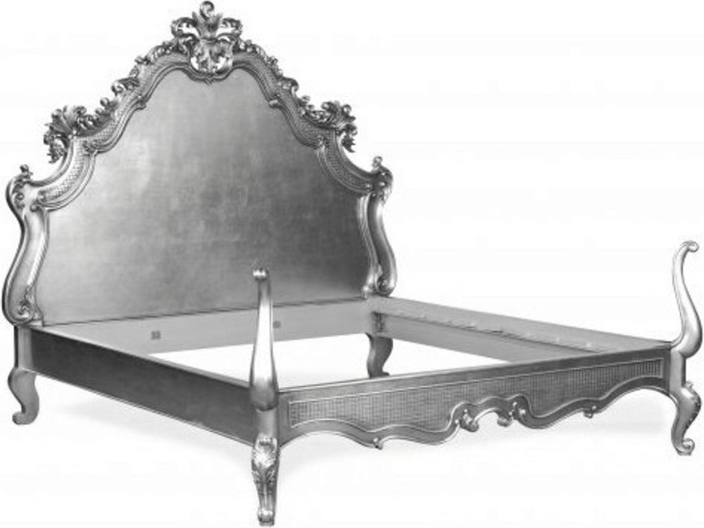 Barock Bett Lusso Superior Silber 180 x 200 cm aus der Luxus Kollektion von Casa Padrino