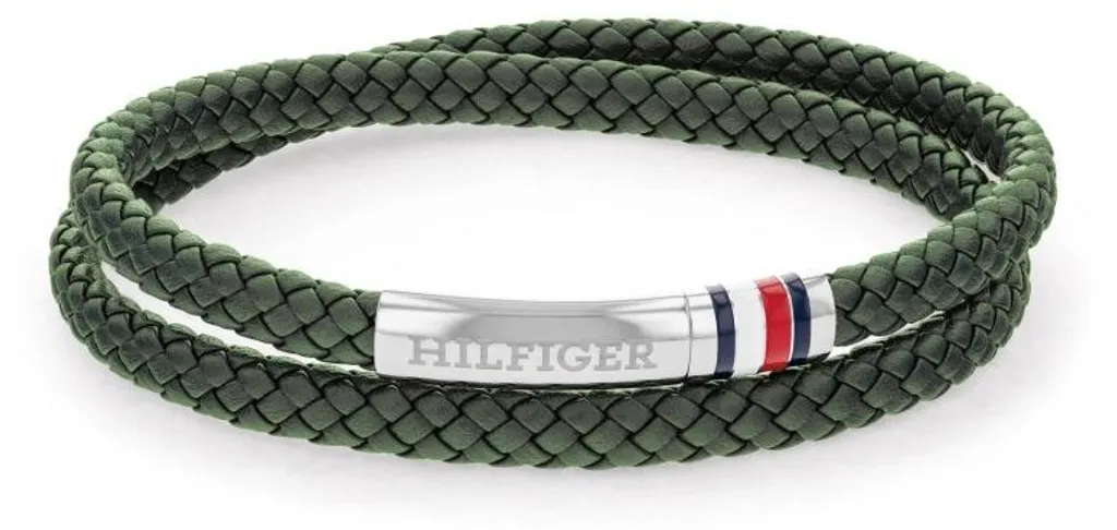 Bracelet cuir vert surpiqué et boucle acier inoxydable résistant