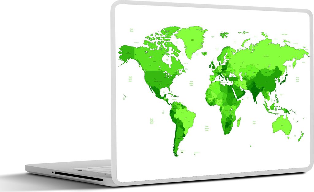 MuchoWow Laptop Aufkleber Sticker Cover Weltkarte - Trendy - Grün 36.5x27.5 cm - Laptop-Sticker