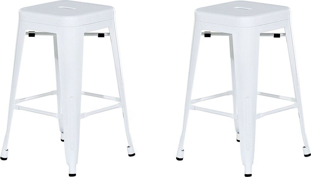 BELIANI Sada 2 kovových barových židlí bílá 60 cm Obrázek produktu 