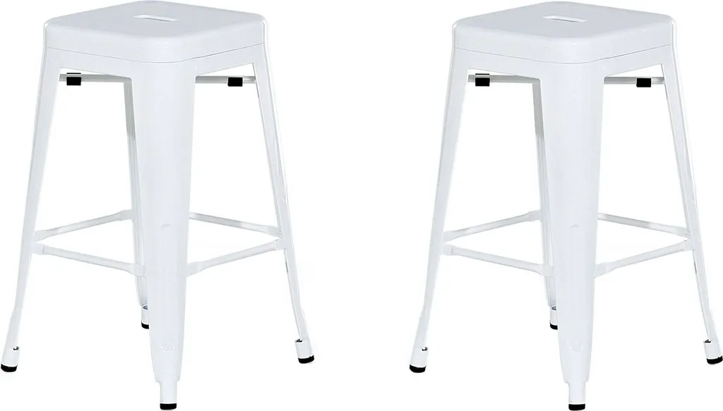 Lot de 2 tabourets de bar en métal blanc 60 cm Beliani style industriel